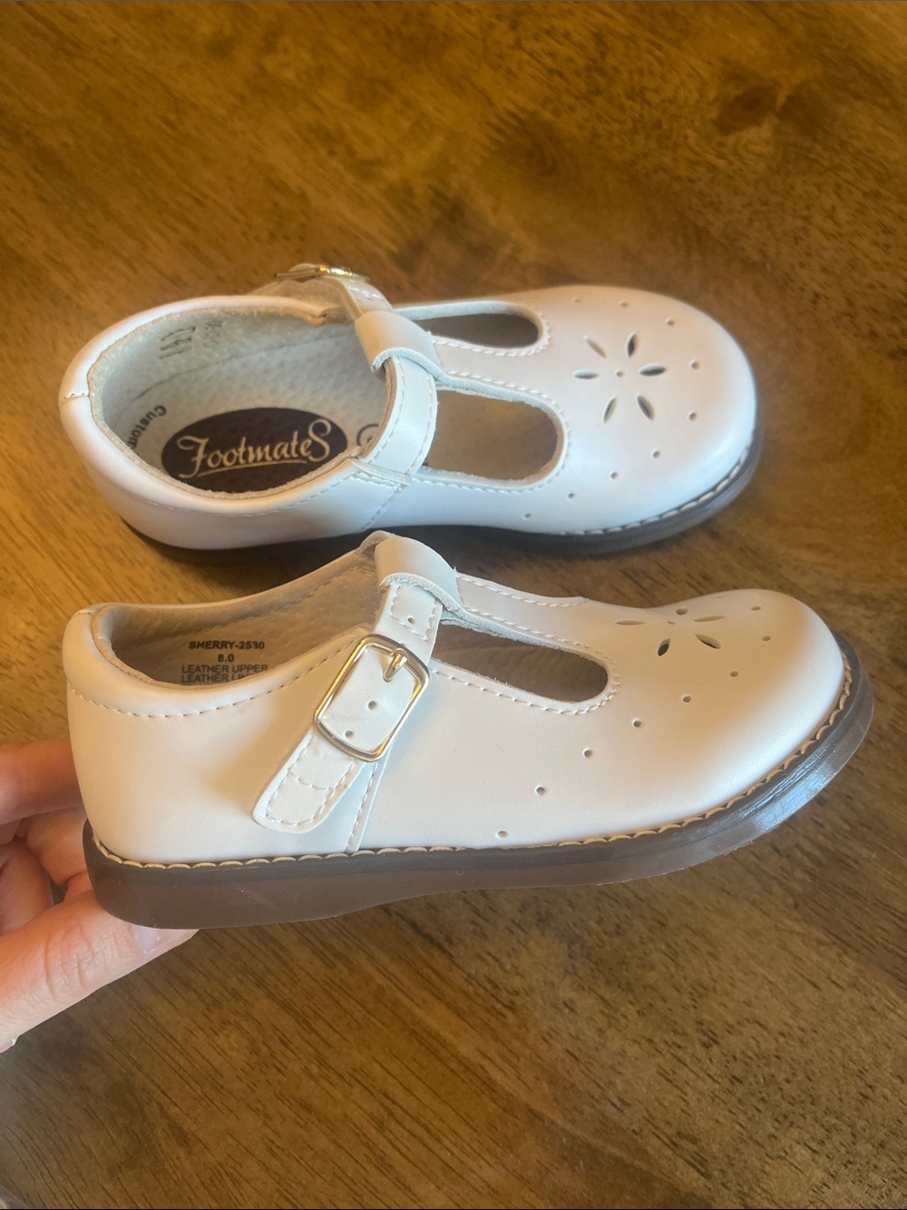 New — FootMates White Girls' T-Strap Mary Jane Shoes